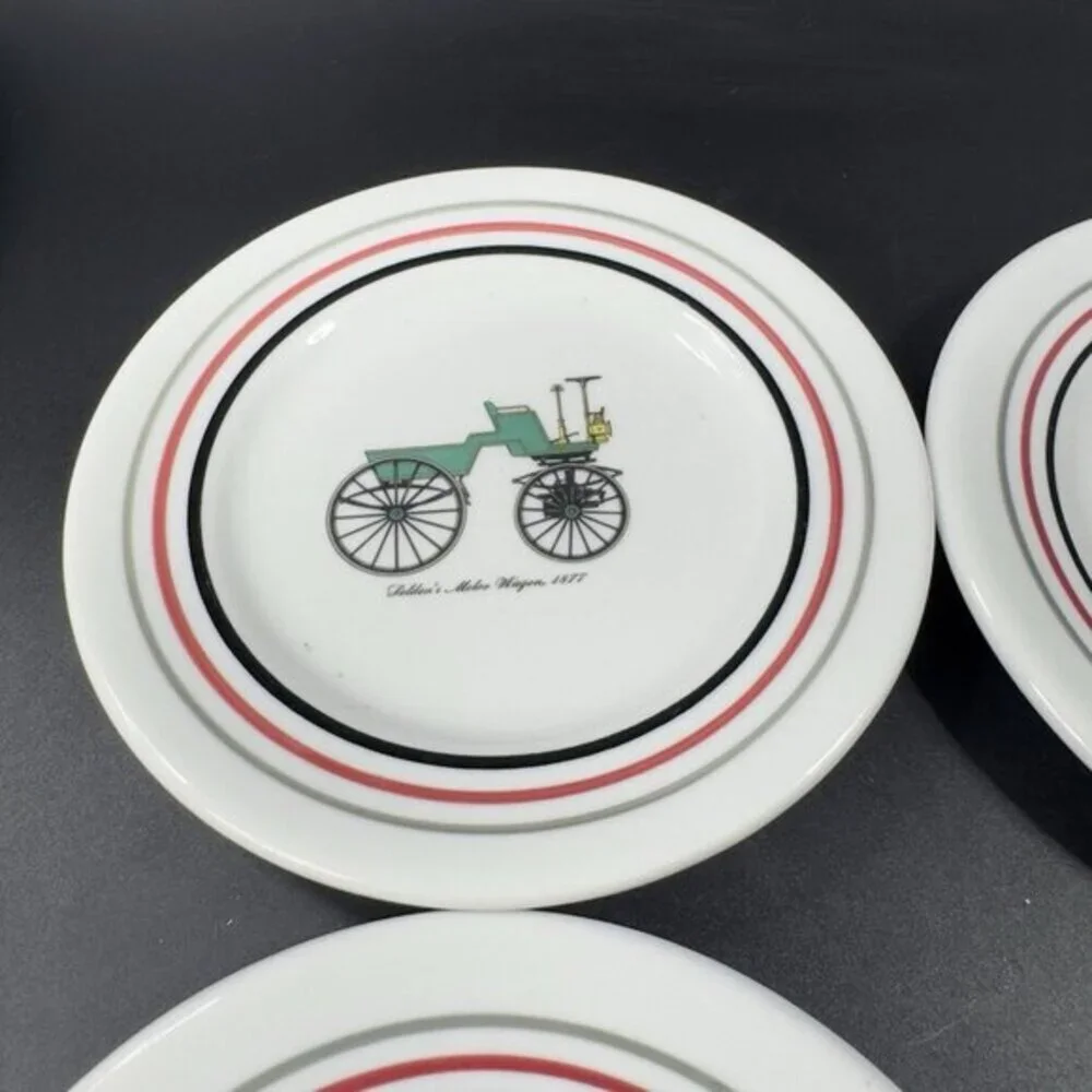 Shenango China RIMROL Restaurant Ware USA Antique Cars All Different Plates Set4